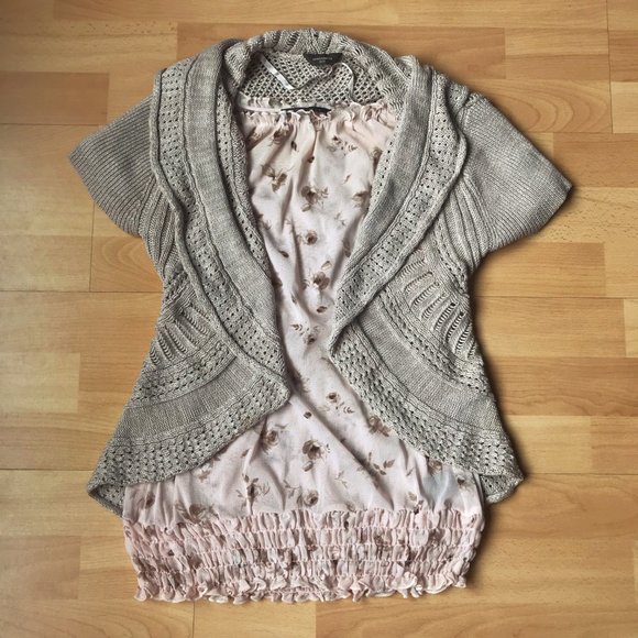 Short Sleeve Beige Sweater - Picture 4 of 4